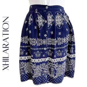 ON SALE! XHILARATION Blue & White Bandana Print Mini Skirt, L